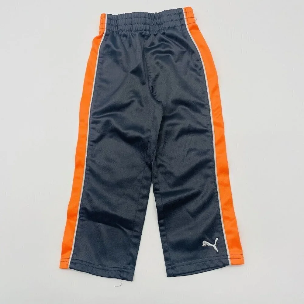 Puma Toddler Boys Size 2T Pull On Warm Up Pants with Side Stripe in Gray 2178